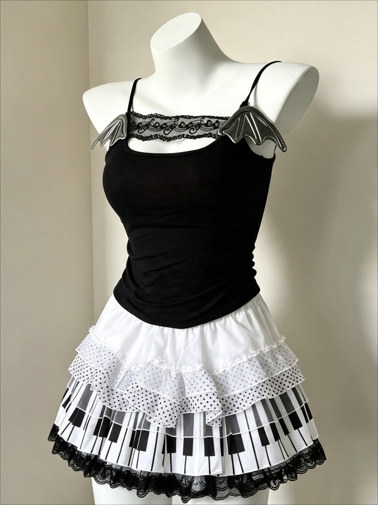 Cami Top Lace - Conjunto Retro dos Anos 2000 Harajuku